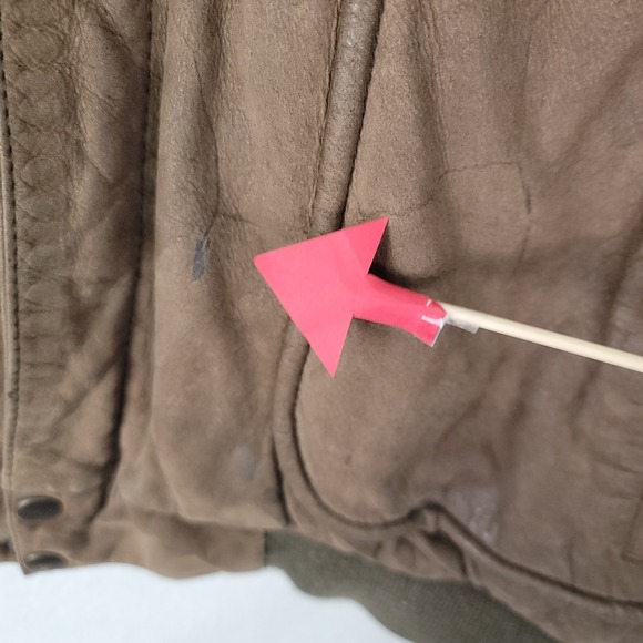 STRUCTURE VINTAGE BROWN GENUINE LEATHER BOMBER JACKET MENS LARGE FULL ZIP Y2K - Picture 7 of 16